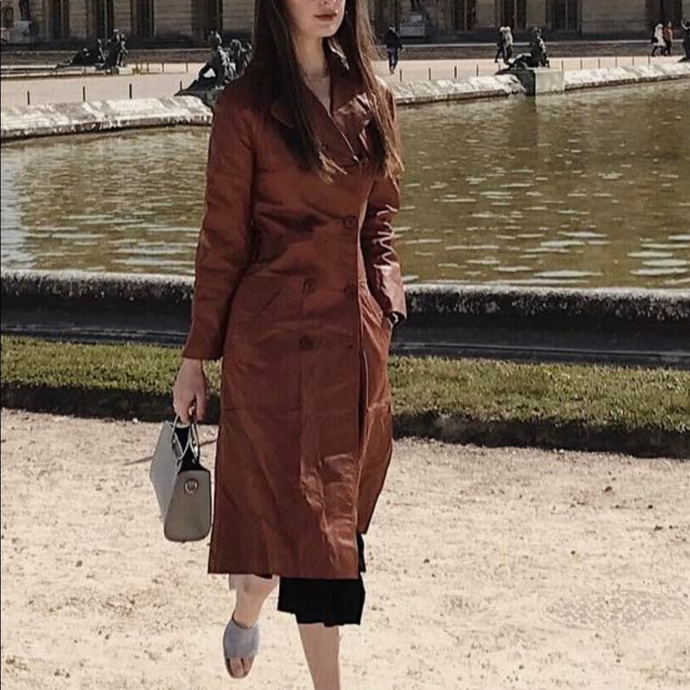 Vintage Carmel leather trench coat